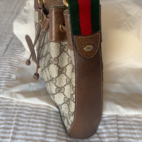 Authentic Gucci Vintage GG Web Supreme Coated Canvas Bucket Bag Shoulder Bag - Picture 3 of 12